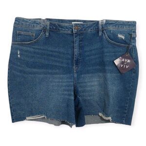 Ava Viv Women's Size 22W Denim Shorts Plus Blue High Rise No Gap Waistband